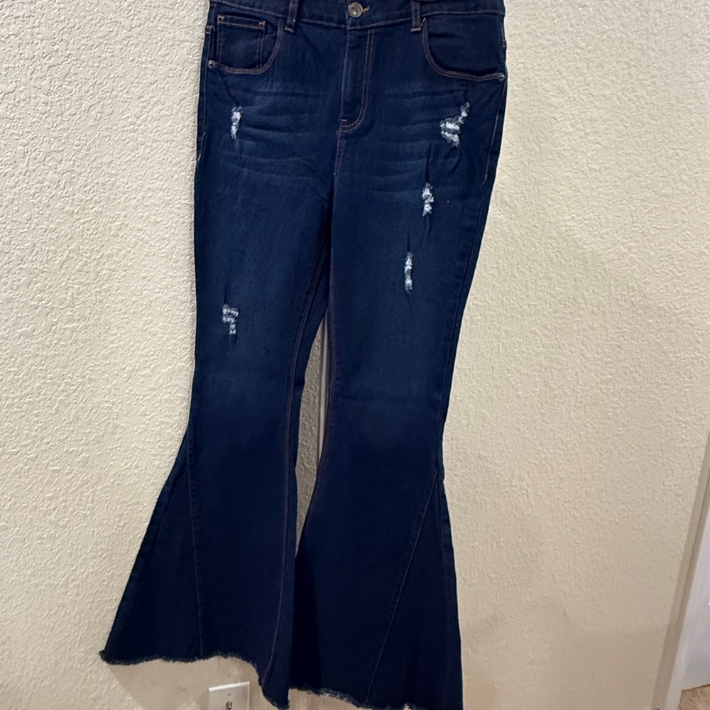 Women's Distressed Bell Bottom Jeans